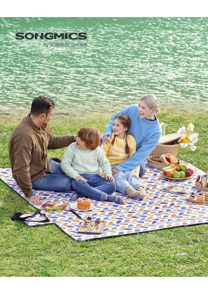 Piknik Örtüsü GCM87CU, 200 x 200 cm Büyük Plaj Örtüsü, Kamp Örtüsü, Su Geçirmez Alt Yüzey, fiyatları