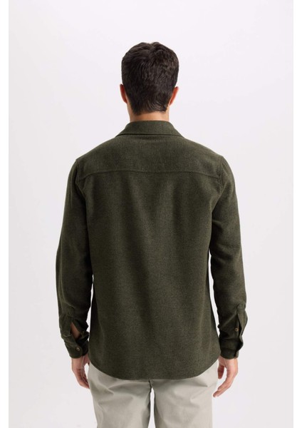 Regular Fit Oduncu Cep Detaylı Basic Düz Uzun Kollu Gömlek A5515AX24AU