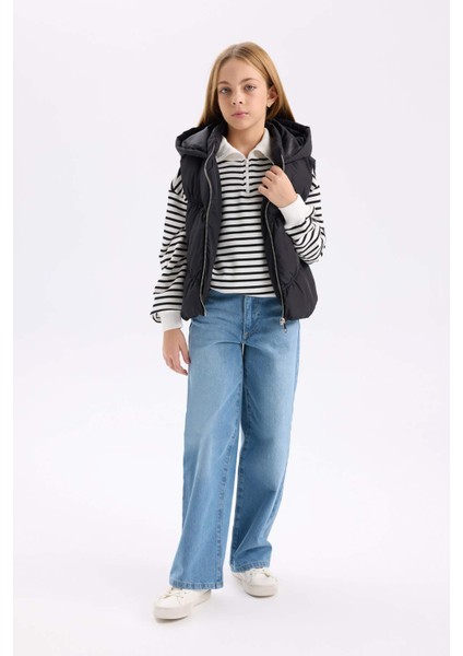 Kız Çocuk Su Geçirmez Kapüşonlu Fermuarlı Şişme Yelek D6918A825SP