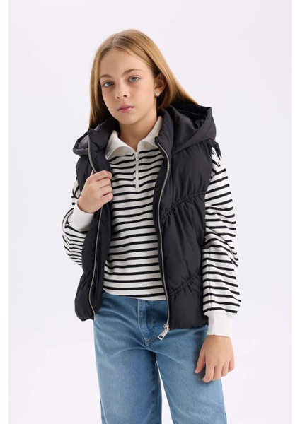 Kız Çocuk Su Geçirmez Kapüşonlu Fermuarlı Şişme Yelek D6918A825SP