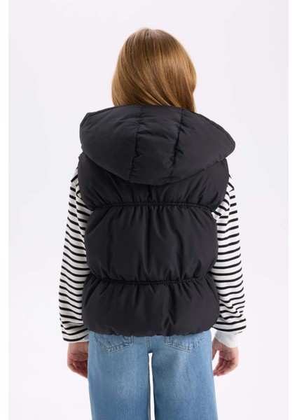 Kız Çocuk Su Geçirmez Kapüşonlu Fermuarlı Şişme Yelek D6918A825SP