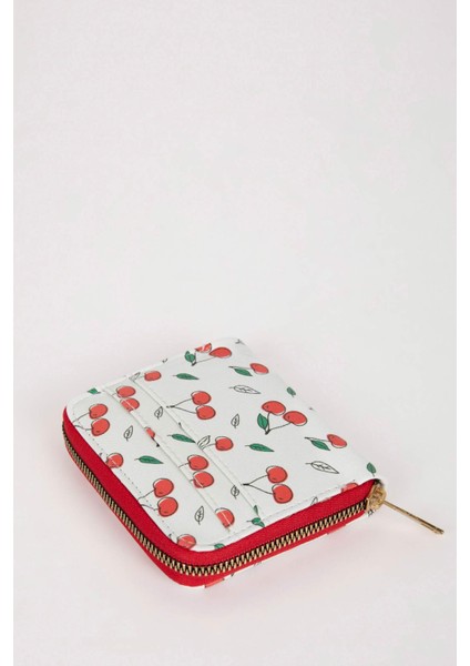 Kadın Kiraz Desenli Suni Deri Cüzdan