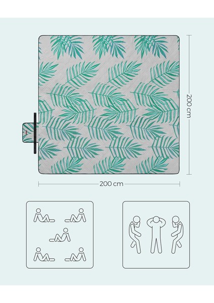 Piknik Örtüsü, 200 x 200 Cm, Büyük, Kamp Örtüsü, Park, Bahçe, Plaj Için, Su Geçirmez, Makin modelleri