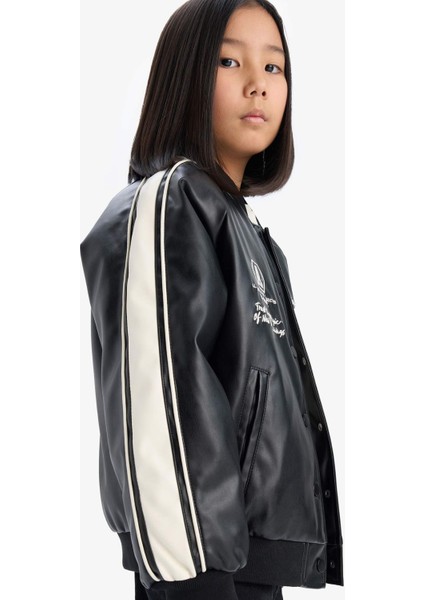 Kız Çocuk Su Geçirmez Kolej Yaka Bomber Mont D6924A825SP