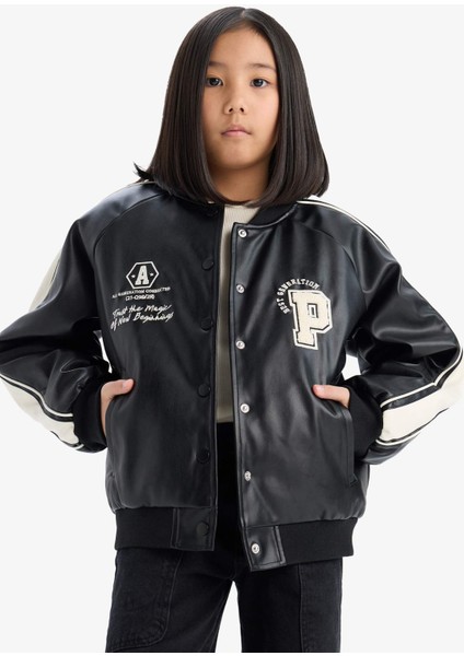 Kız Çocuk Su Geçirmez Kolej Yaka Bomber Mont D6924A825SP