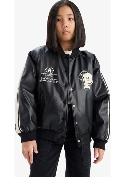 Kız Çocuk Su Geçirmez Kolej Yaka Bomber Mont D6924A825SP