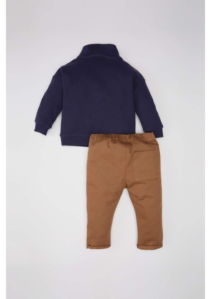 Erkek Bebek 2'li Takım Dik Yaka Fermuarlı Sweatshirt Beli Lastikli Alt A8288A524WN