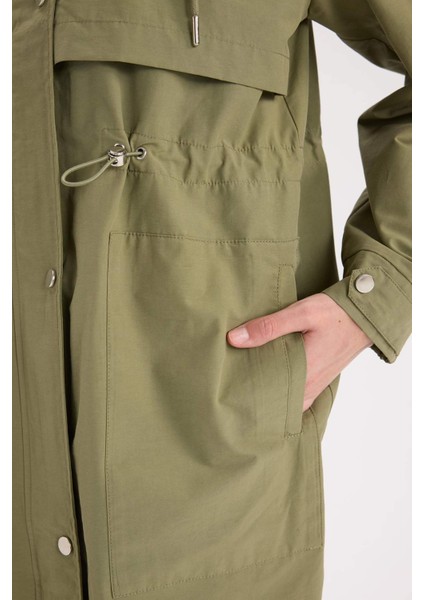 Su Geçirmez İnce Uzun Mont Parka Oversize Geniş Kesim Kapüşonlu Cepli A8988AX25SP