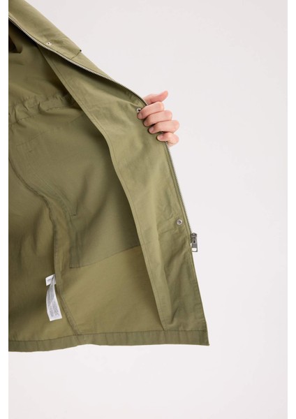 Su Geçirmez İnce Uzun Mont Parka Oversize Geniş Kesim Kapüşonlu Cepli A8988AX25SP