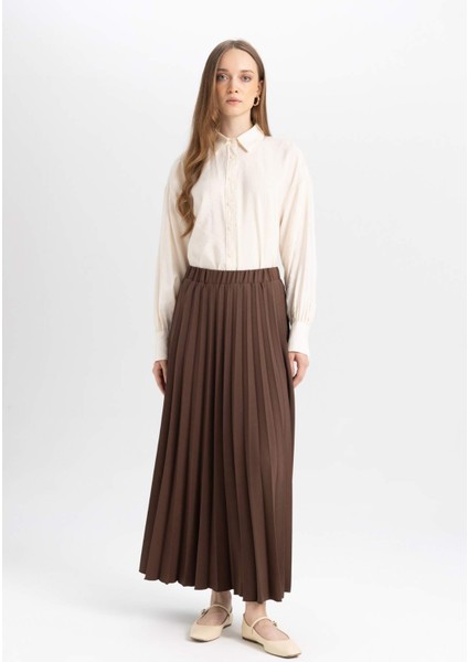 Pilise Beli Lastikli Basic Düz Maxi Etek D7291AX24AU