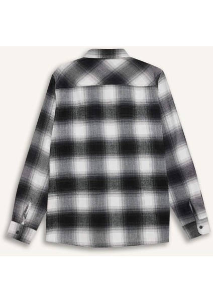 Regular Fit Polo Yaka Kareli Flanel Uzun Kollu Gömlek D5835AX24AU