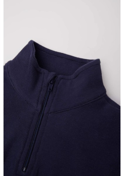 Erkek Bebek 2'li Takım Dik Yaka Fermuarlı Sweatshirt Beli Lastikli Alt A8288A524WN