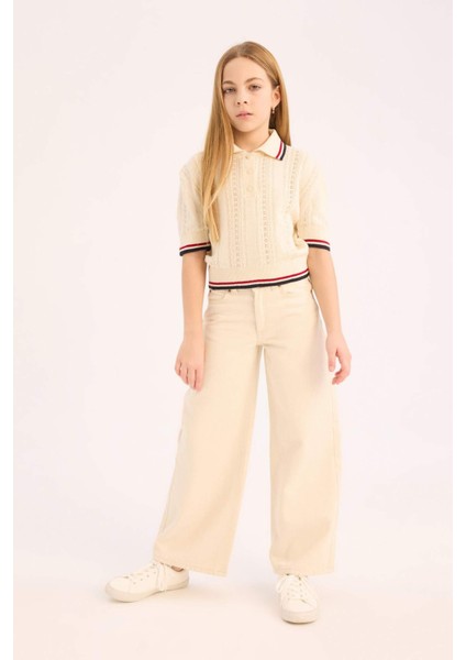 Kız Çocuk Wide Leg Geniş Paça Pamuklu Pantolon D7098A825SM