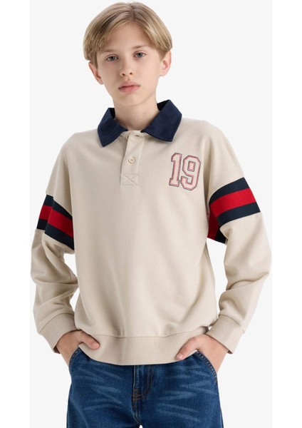 Erkek Çocuk Oversize Geniş Kalıp Polo Yaka Sweatshirt D7404A825SP