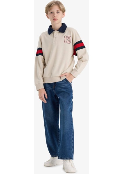 Erkek Çocuk Oversize Geniş Kalıp Polo Yaka Sweatshirt D7404A825SP