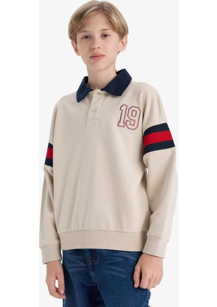 Erkek Çocuk Oversize Geniş Kalıp Polo Yaka Sweatshirt D7404A825SP
