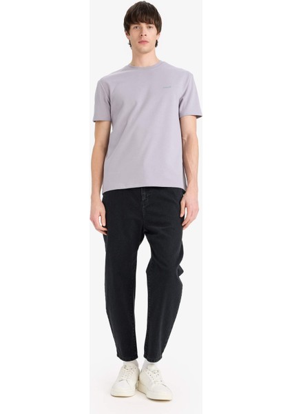 Regular Fit Bisiklet Yaka Ütü Gerektirmeyen Nefes Alabilen Baskılı Kısa Kollu Ağır Kumaş Tişört D5514AX25SP