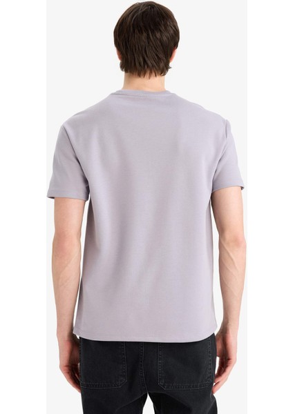 Regular Fit Bisiklet Yaka Ütü Gerektirmeyen Nefes Alabilen Baskılı Kısa Kollu Ağır Kumaş Tişört D5514AX25SP