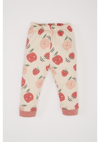 Kız Bebek Pijama Takımı Meyve Desenli Uzun Kollu Üst Beli Lastikli Uzun Alt D7171A524WN