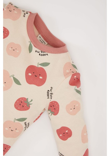 Kız Bebek Pijama Takımı Meyve Desenli Uzun Kollu Üst Beli Lastikli Uzun Alt D7171A524WN