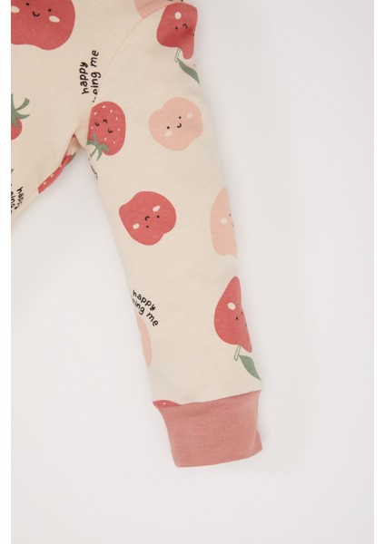 Kız Bebek Pijama Takımı Meyve Desenli Uzun Kollu Üst Beli Lastikli Uzun Alt D7171A524WN