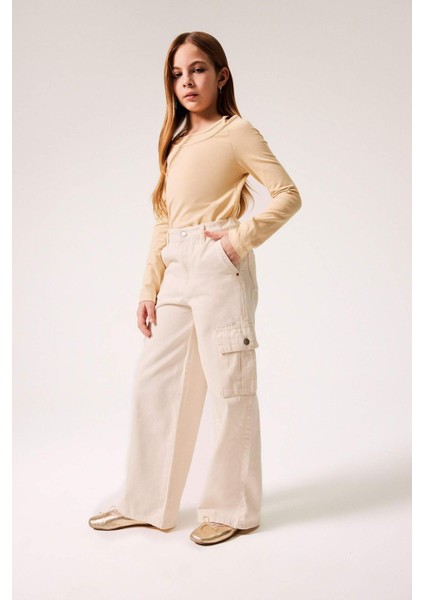 Kız Çocuk Wide Leg Kargo Geniş Paça Jean Pantolon D7097A825SP