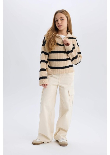 Kız Çocuk Wide Leg Kargo Geniş Paça Jean Pantolon D7097A825SP
