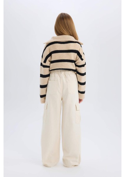 Kız Çocuk Wide Leg Kargo Geniş Paça Jean Pantolon D7097A825SP