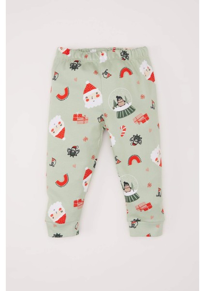 Kız Bebek Yılbaşı Temalı Pijama Takımı Uzun Kollu Üst Beli Lastikli Alt D7160A524WN