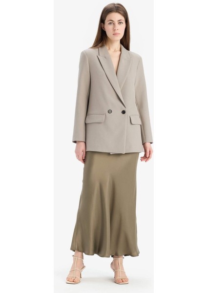 A Kesim Normal Bel Saten Midi Etek B1867AX25SP