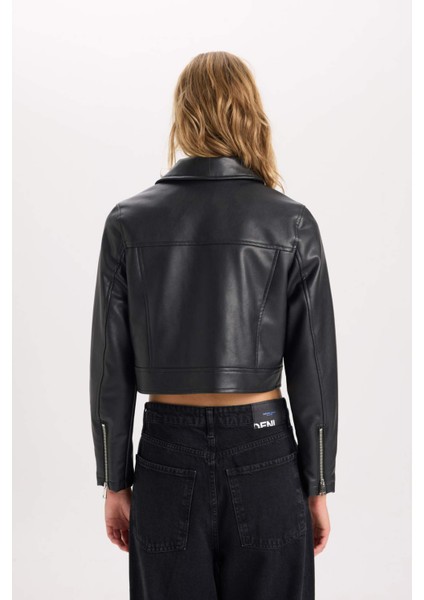 Suni Deri Mont Polo Yaka Cepli Fermuarlı Çıtçıtlı D5774AX25SP