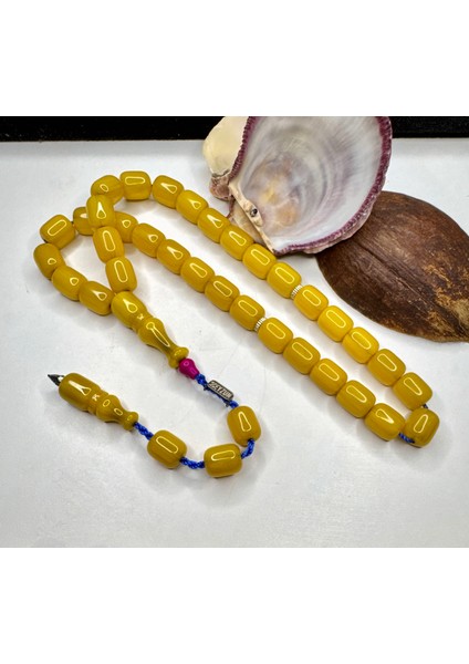 Zeyzun Imzalı Osmanlı Benzetme Çubuk Sıkma Kehribar Tesbih