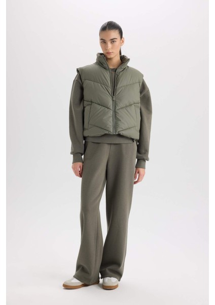 Regular Fit Dik Yaka Kapitoneli Fermuarlı Cepli Şişme Yelek D5759AX25SP