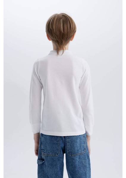 Erkek Çocuk Polo Yaka Pike Basic Düz Uzun Kollu Tişört L0288A625SP