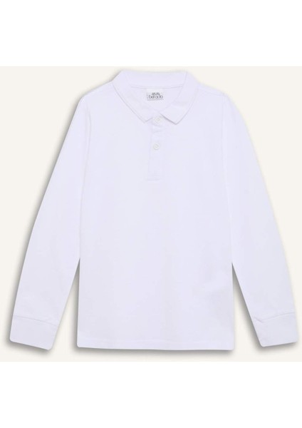 Erkek Çocuk Polo Yaka Pike Basic Düz Uzun Kollu Tişört L0288A625SP