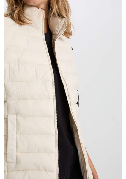 Su Geçirmez Dik Yaka Kapitoneli Fermuarlı Cepli Mevsimlik Şişme Yelek A0975AX25SP