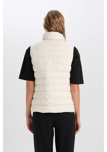 Su Geçirmez Dik Yaka Kapitoneli Fermuarlı Cepli Mevsimlik Şişme Yelek A0975AX25SP