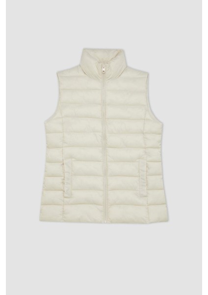 Su Geçirmez Dik Yaka Kapitoneli Fermuarlı Cepli Mevsimlik Şişme Yelek A0975AX25SP