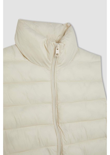 Su Geçirmez Dik Yaka Kapitoneli Fermuarlı Cepli Mevsimlik Şişme Yelek A0975AX25SP