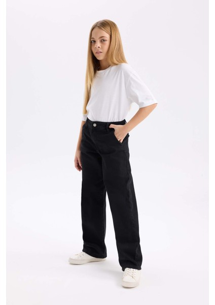 Kız Çocuk Wide Baggy Fit Geniş Bol Paça Jean Pantolon D7181A824WN