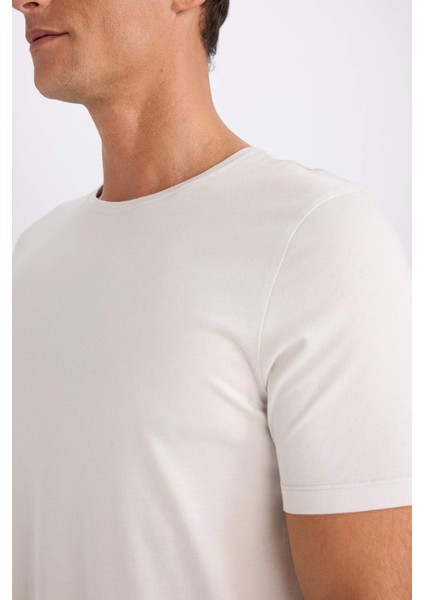 Slim Fit Dar Kesim Bisiklet Yaka Modal Karışımlı Pamuklu Basic Düz Kısa Kollu Tişört M6606AZ25SP