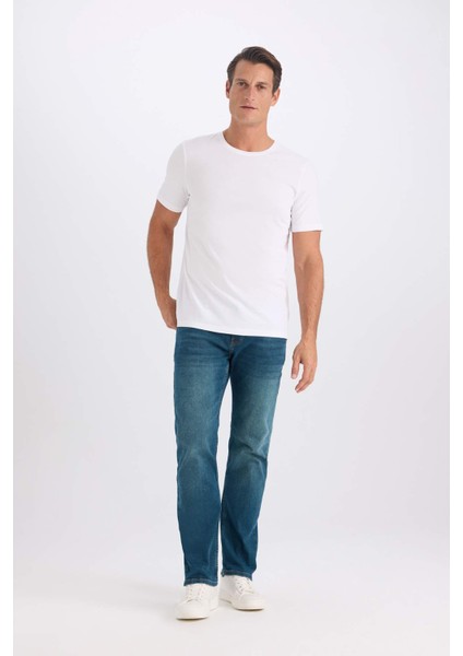 Slim Fit Dar Kesim Bisiklet Yaka Modal Karışımlı Pamuklu Basic Düz Kısa Kollu Beyaz Tişört M6606AZ25SP