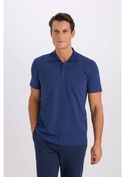 Slim Fit Dar Kesim Polo Yaka Kısa Kollu Pamuklu Modal Karışımlı Basic Düz Tişört M6609AZ25SP
