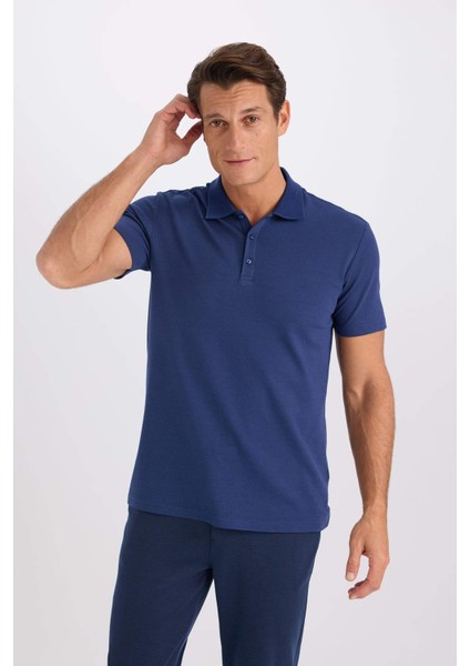 Slim Fit Dar Kesim Polo Yaka Kısa Kollu Pamuklu Modal Karışımlı Basic Düz Tişört M6609AZ25SP