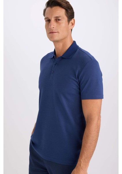 Slim Fit Dar Kesim Polo Yaka Kısa Kollu Pamuklu Modal Karışımlı Basic Düz Tişört M6609AZ25SP