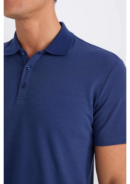 Slim Fit Dar Kesim Polo Yaka Kısa Kollu Pamuklu Modal Karışımlı Basic Düz Tişört M6609AZ25SP