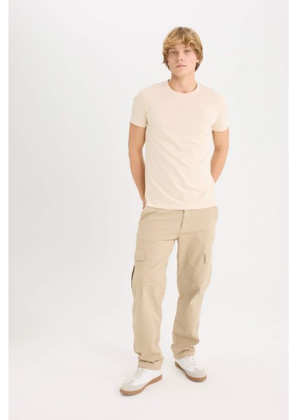 %100 Pamuk Slim Fit Dar Kesim Bisiklet Yaka Baskılı Kısa Kollu Tişört