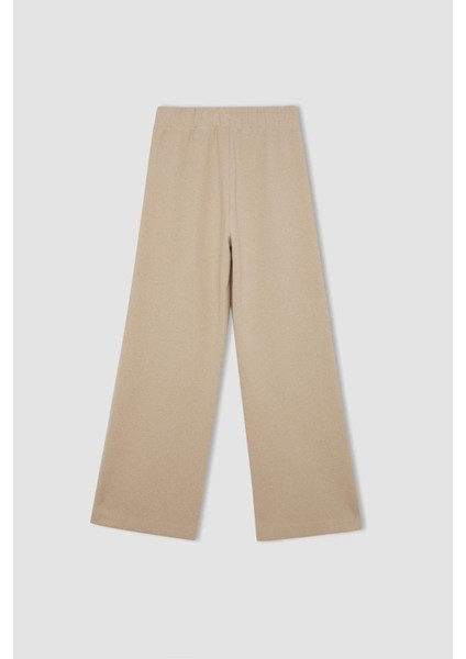 Relax Fit Beli Lastikli Selanik Kumaş Basic Düz Triko Pantolon B4311AX24WN
