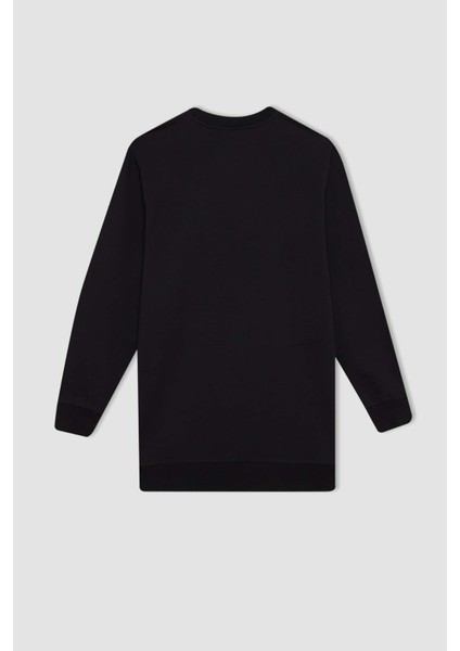 Regular Fit Bisiklet Yaka Çiçek Baskılı Sweatshirt Tunik D7571AX24WN