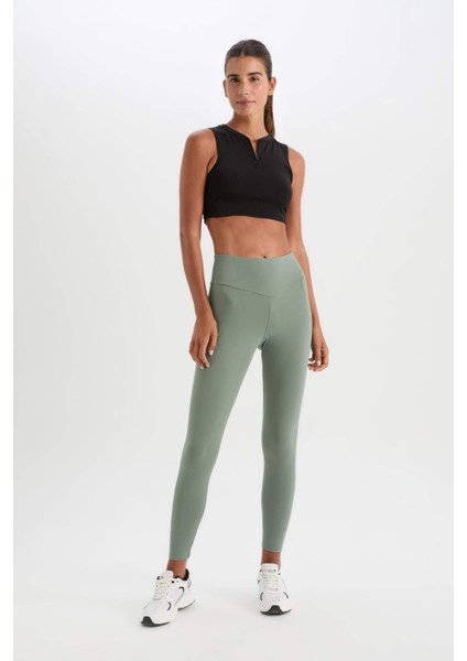 Fit Yüksek Bel Beli Saran Esnek Basic Düz Sporcu Tayt B4147AX25SP